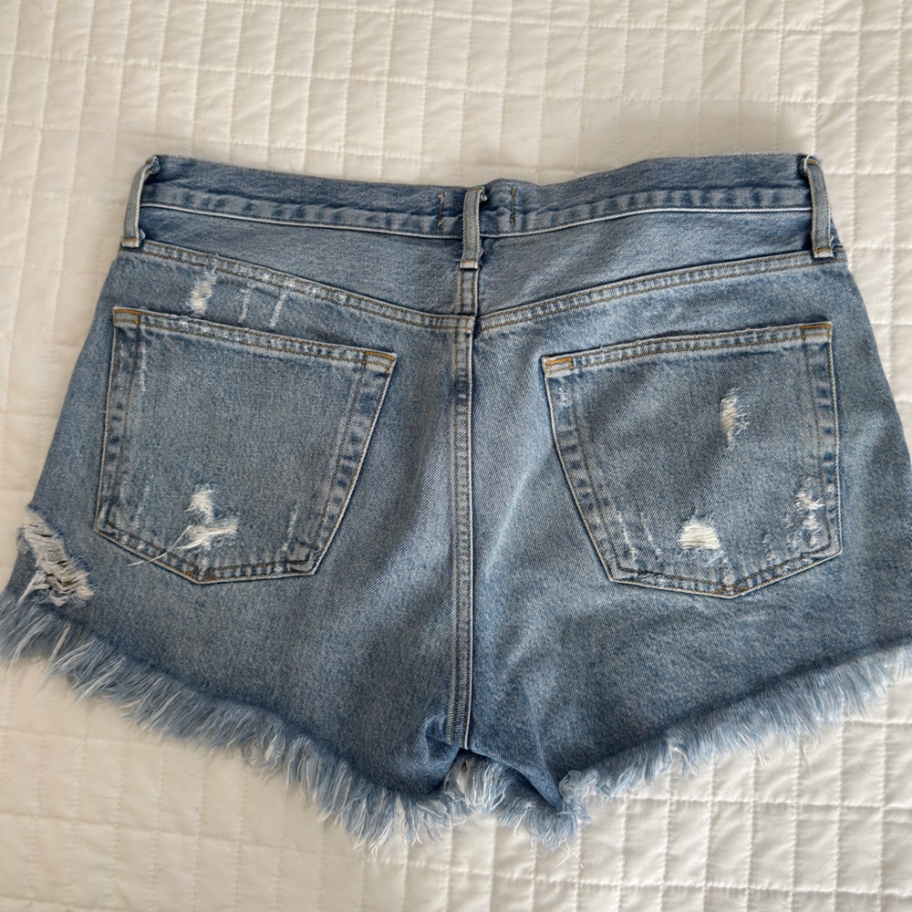 Agolde Parker Distressed Denim Shorts - Picture 2 of 3